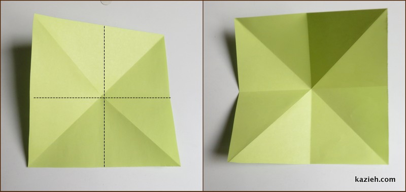 آموزش درنای اوریگامی -مرحله دوم - کازیه