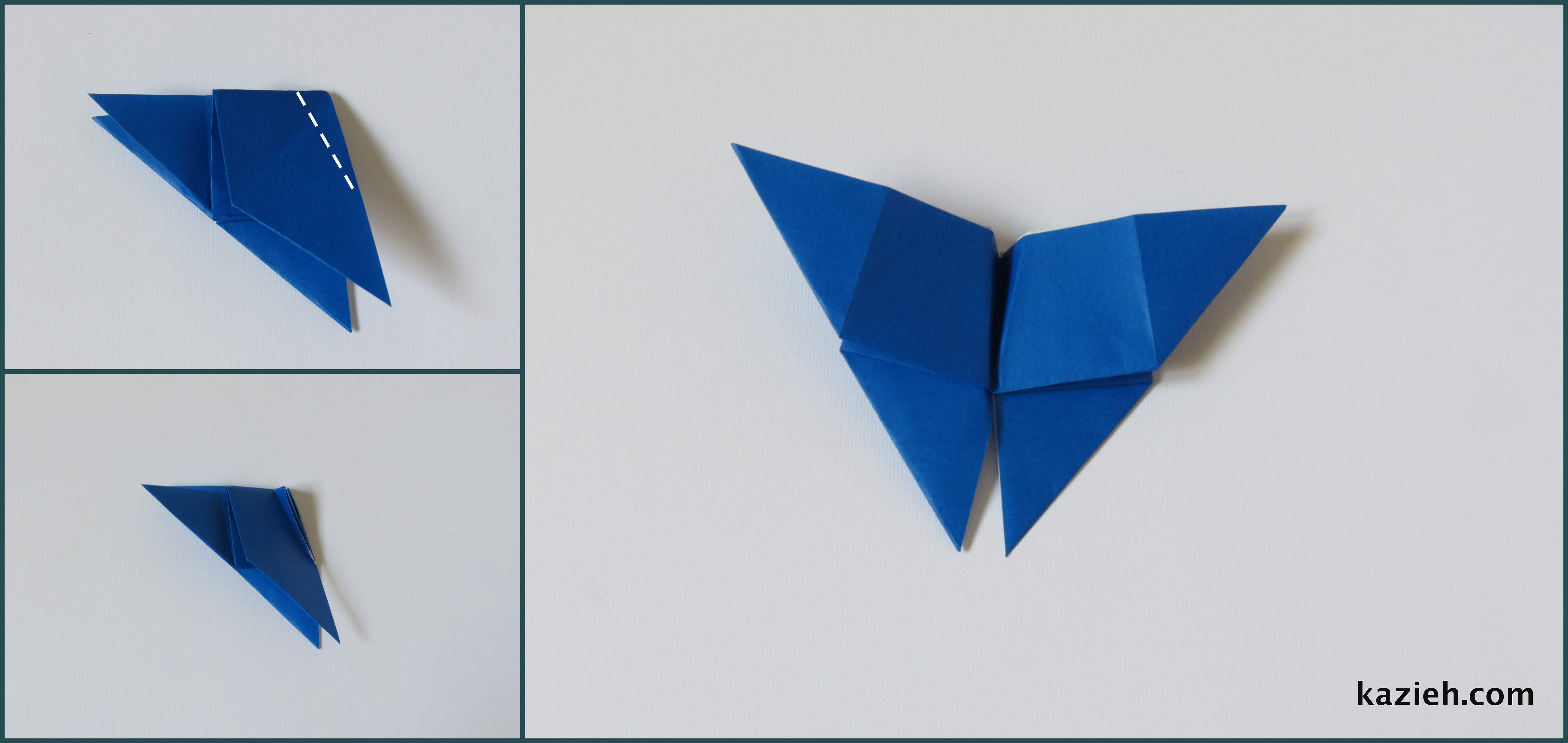 آموزش پروانه اوریگامی ساده -مرحله پنجم- کازیه