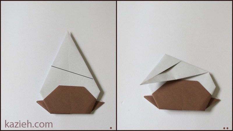 آموزش آدمک اوریگامی - مرحلهء سوم ساختن سر